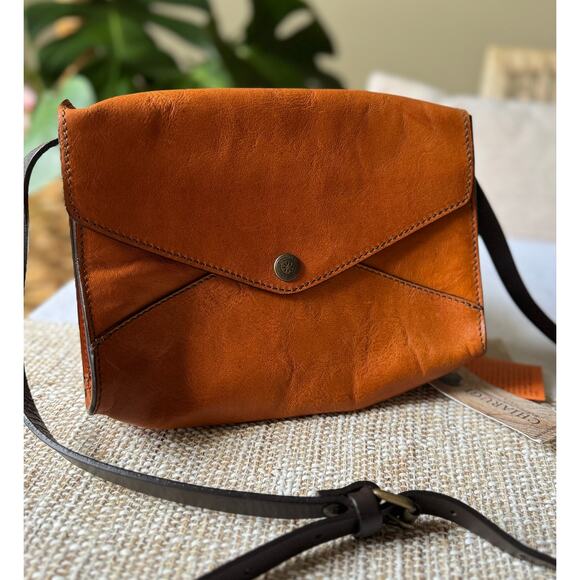 NWT Chiarugi Leather Crossbody Bag Made in Italy Rust Brown Envelope Purse - Picture 1 of 6